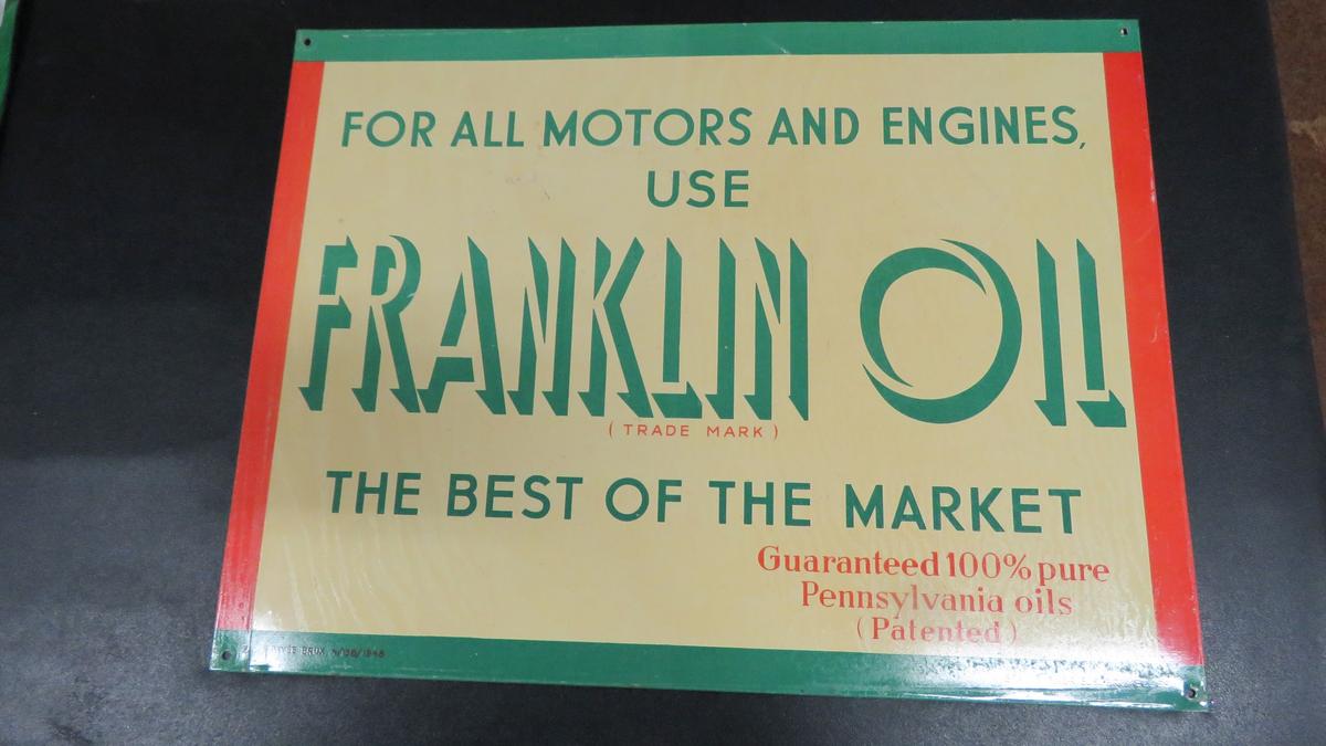 Franklin Oil Painted Tin Sign