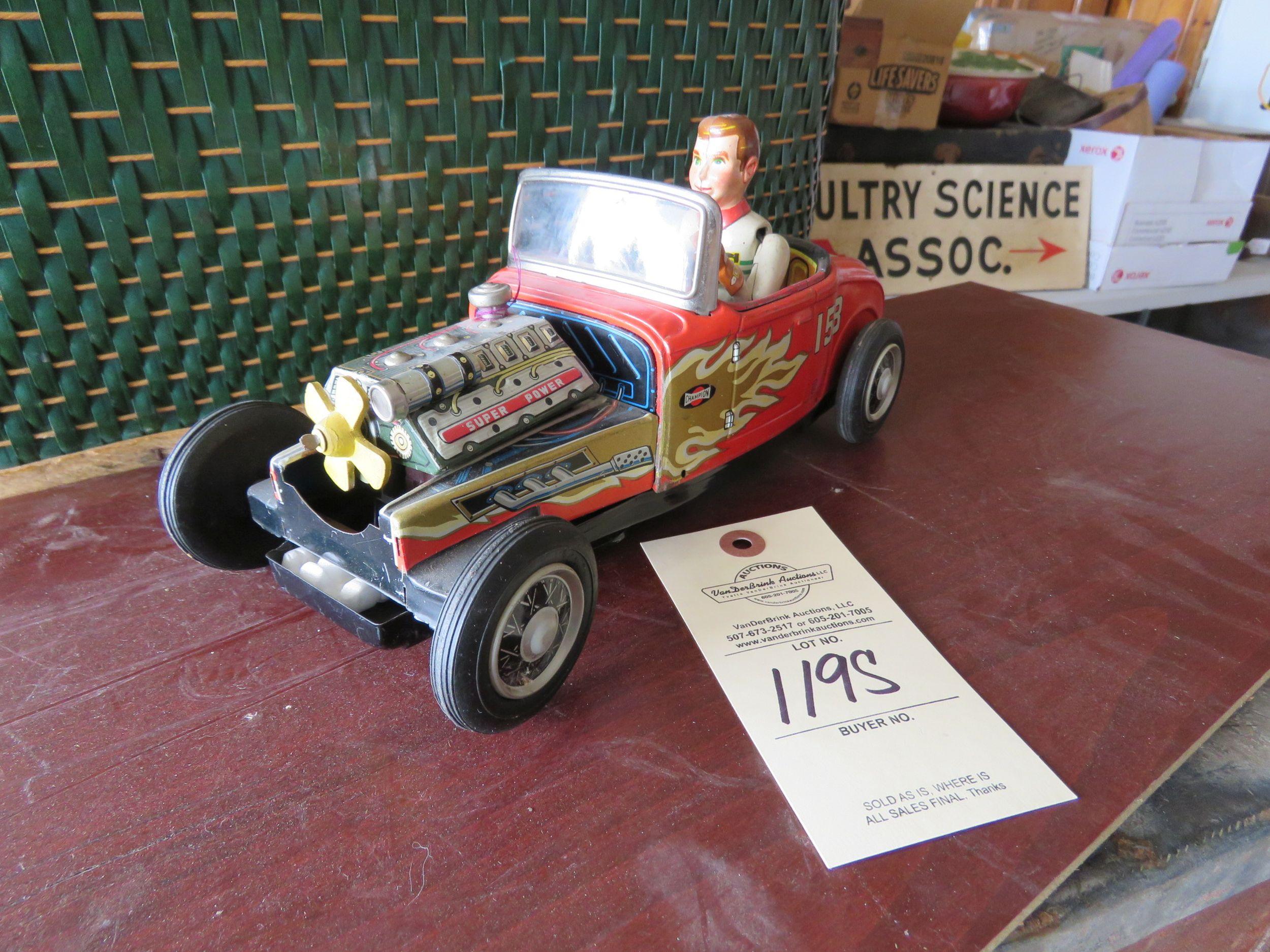 Vintage Tin Friction Hot Rod toy