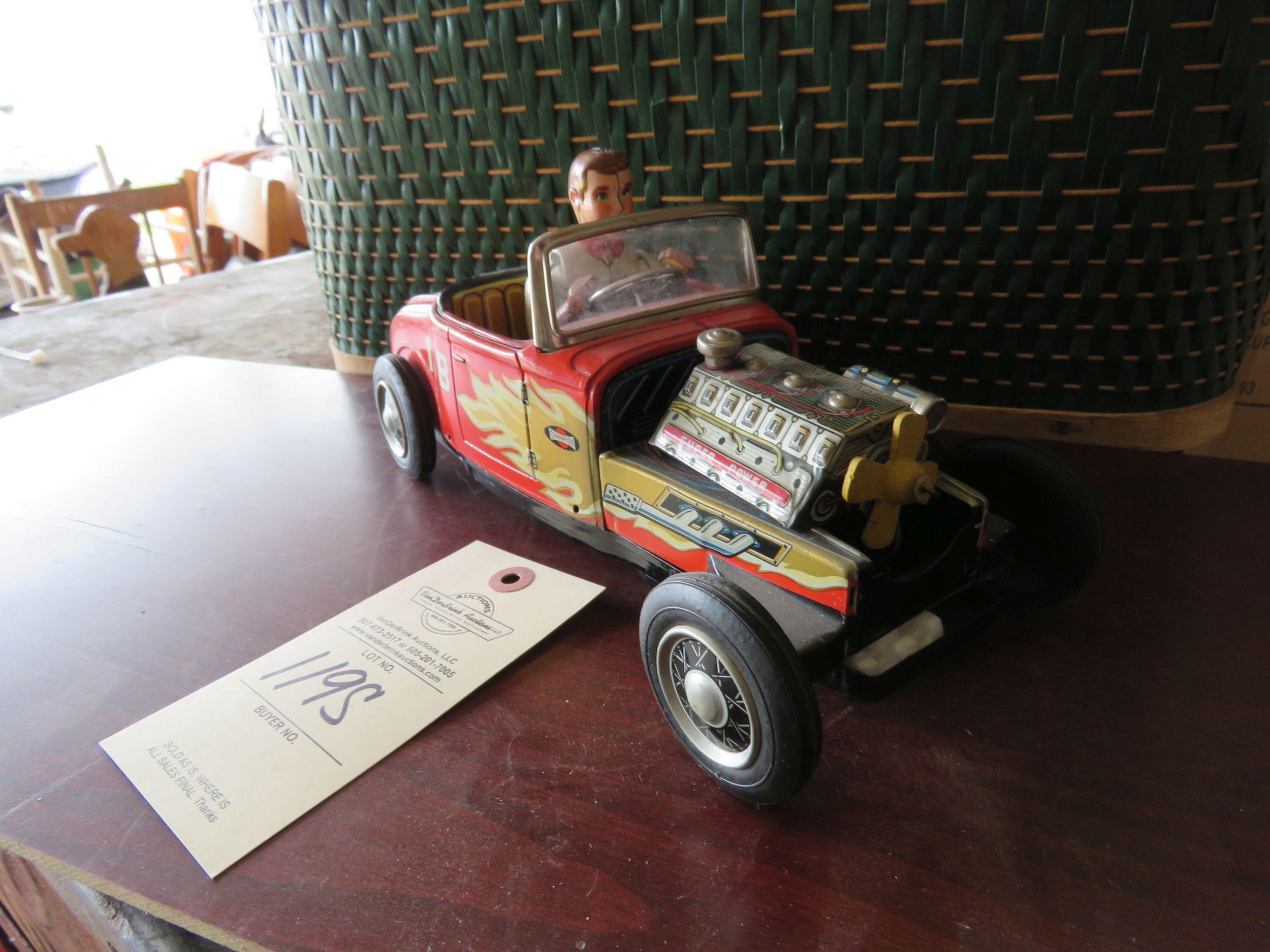 Vintage Tin Friction Hot Rod toy