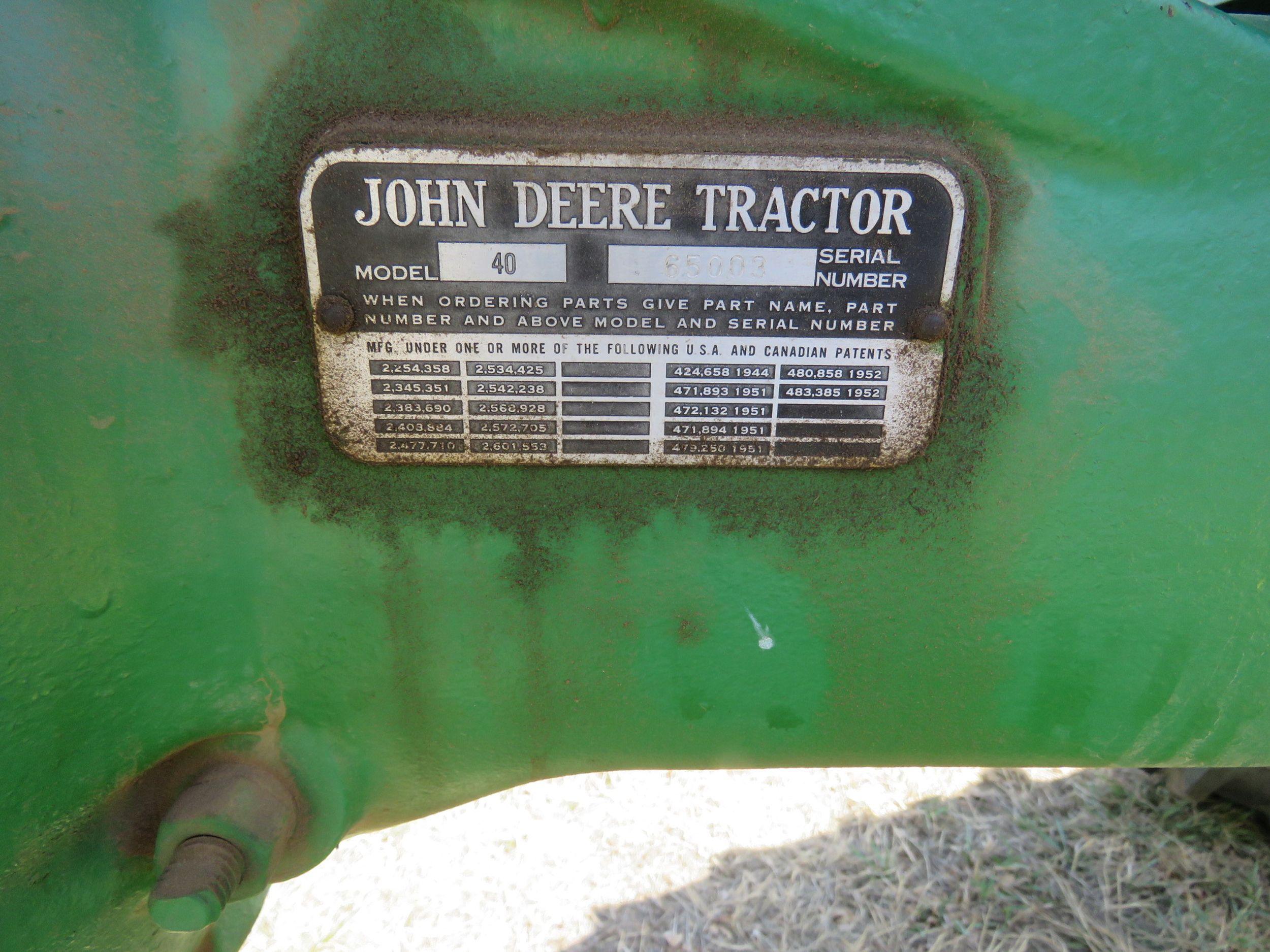 1953 John Deere 40 Tractor