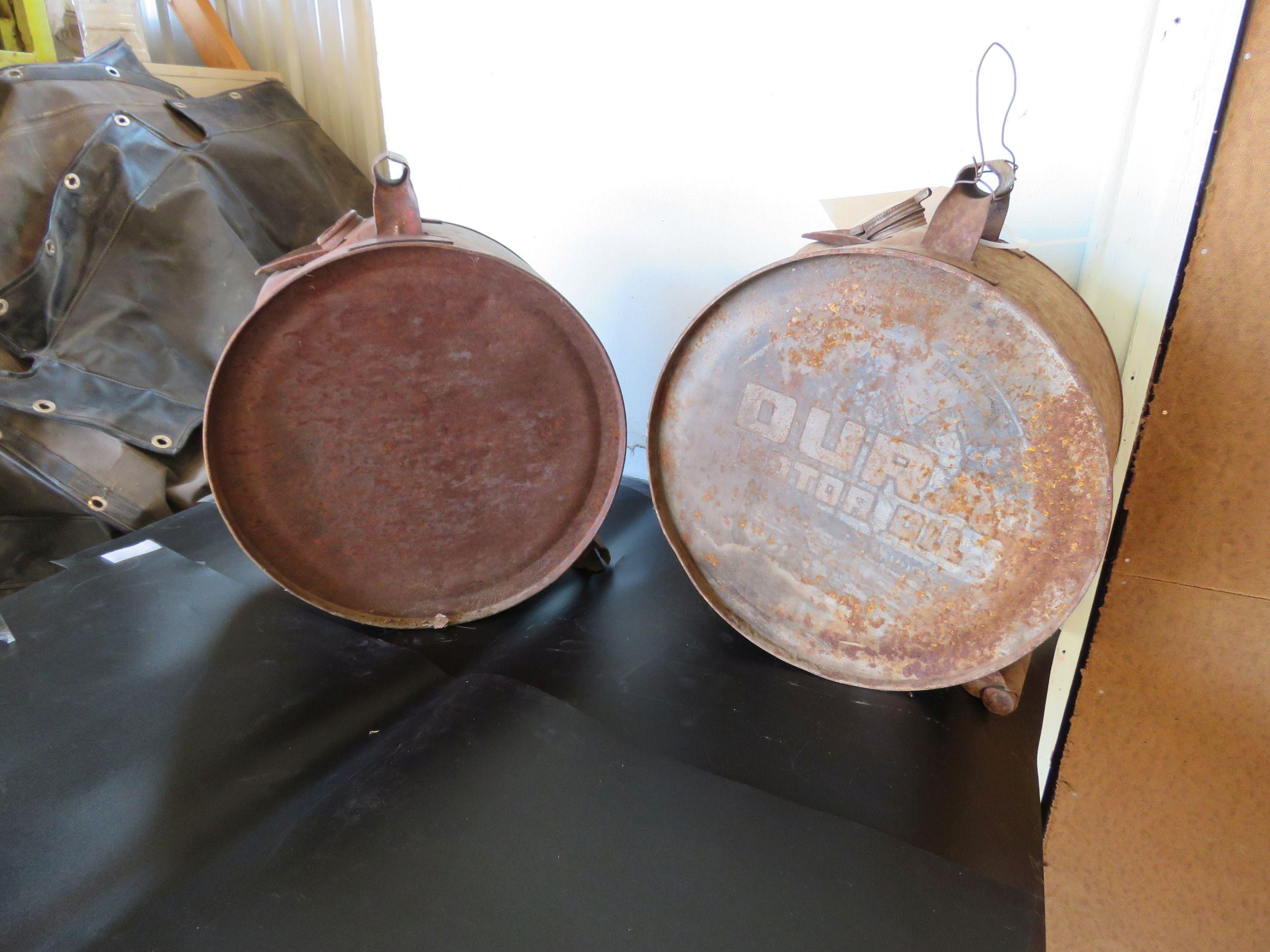 Pair of Rocker 5 Gallon Oil Cans