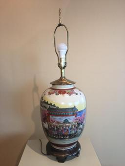 Two Oriental Painted Ceramic Lamps