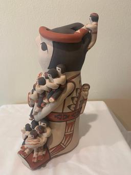 Ceramic polychrome storyteller with twenty + children