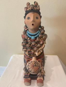 Ceramic polychrome storyteller with twenty + children