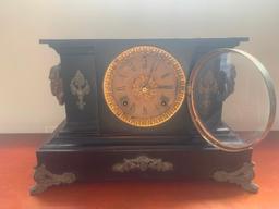 Antique Clock Ansonia Clock Co. Buffalo head mantle clock