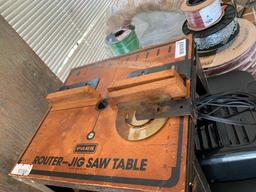 Router jigsaw table and cart with contents