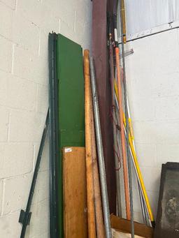 Contents of corner (Wood Pole Saws, Cabinets)
