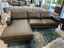 Trafton Sofa Chaise Brown Leather w/USB chargers