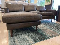 Trafton Sofa Chaise Brown Leather w/USB chargers