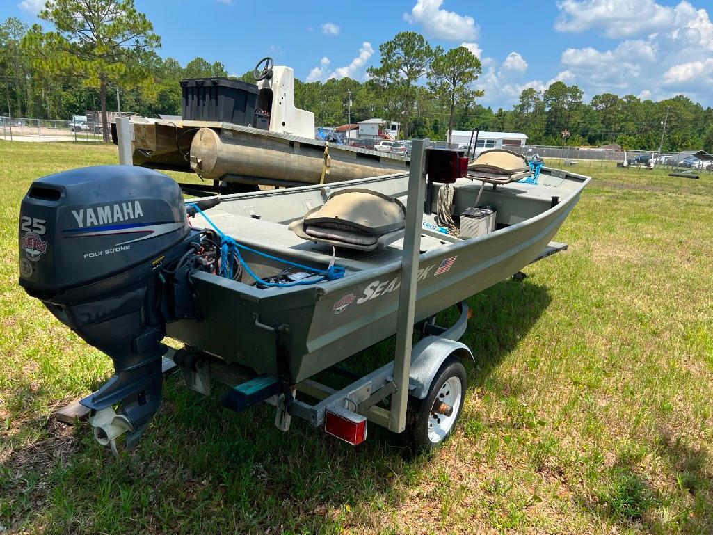 2002 14' Aluminum SeaArk Boat, motor and trailer