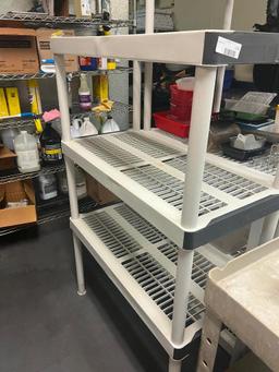 2 Plastic Shelves and Contents