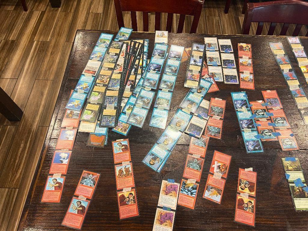 Magic the Gathering Cards (most with painters tape holding them together)