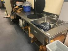 Stainless Steel Sink, Prep Table and Contents