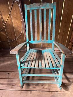 Contents of House (chair, small dining room table, shelf, rocking chair)