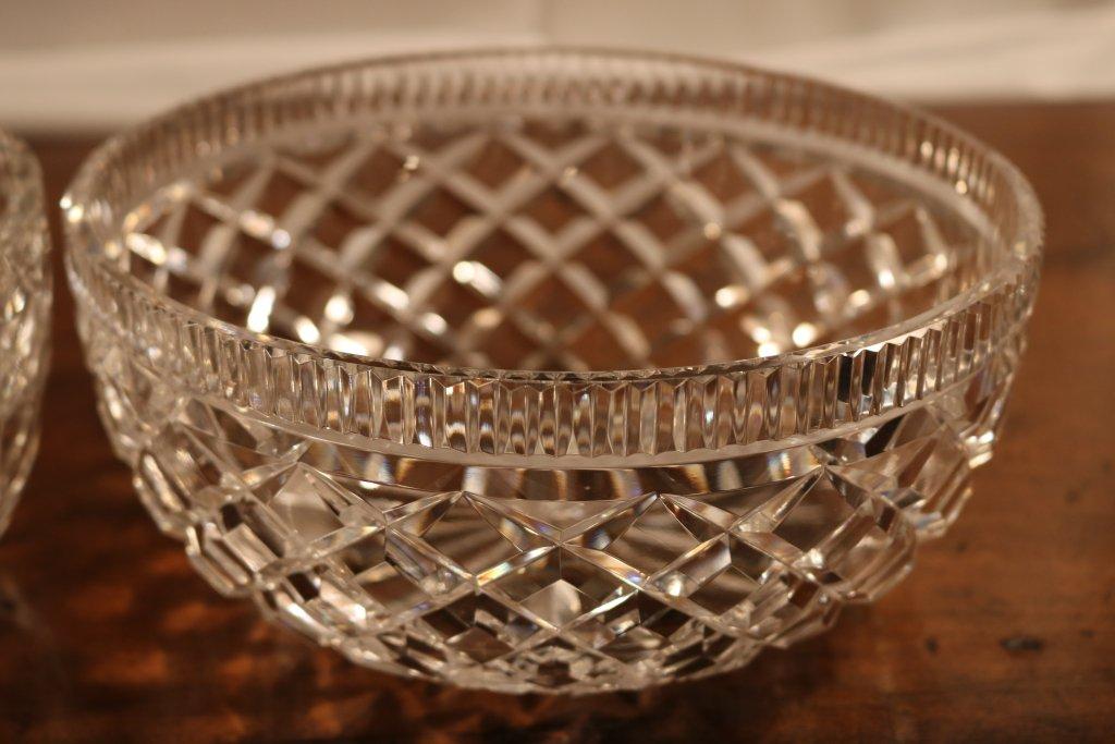 Two Cut Crystal Bowls and a Cut Glass Cream & Sugar