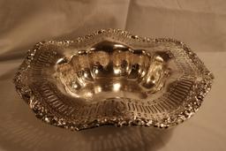 Fancy Silver Plated Bowl w/Pierced Border and a Holland Pewter Coffee Set