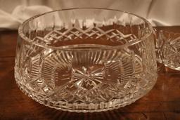 Cut Crystal Bowl & Cut Glass Cream and Sugar