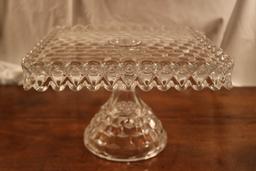 Fostoria Cake Stand and a Cut Crystal Decanter