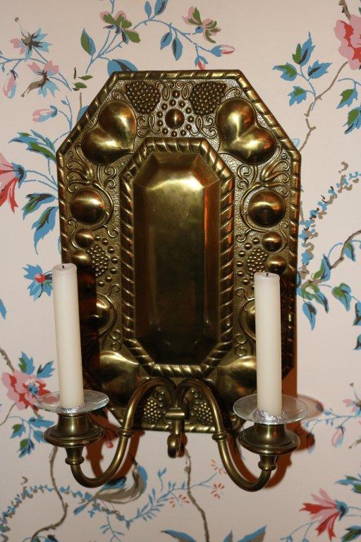 Pair of Brass Candle Wall Sconces