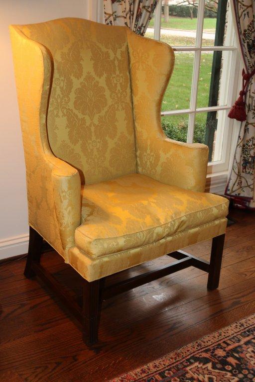 Kittinger Yellow Upholstered Wingback Chair