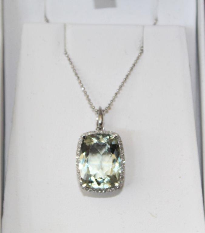 10.22 ct Genuine Green Amethyst Diamond Necklace