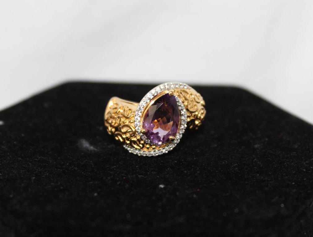 3.01ct Amethyst Pear cut Ring