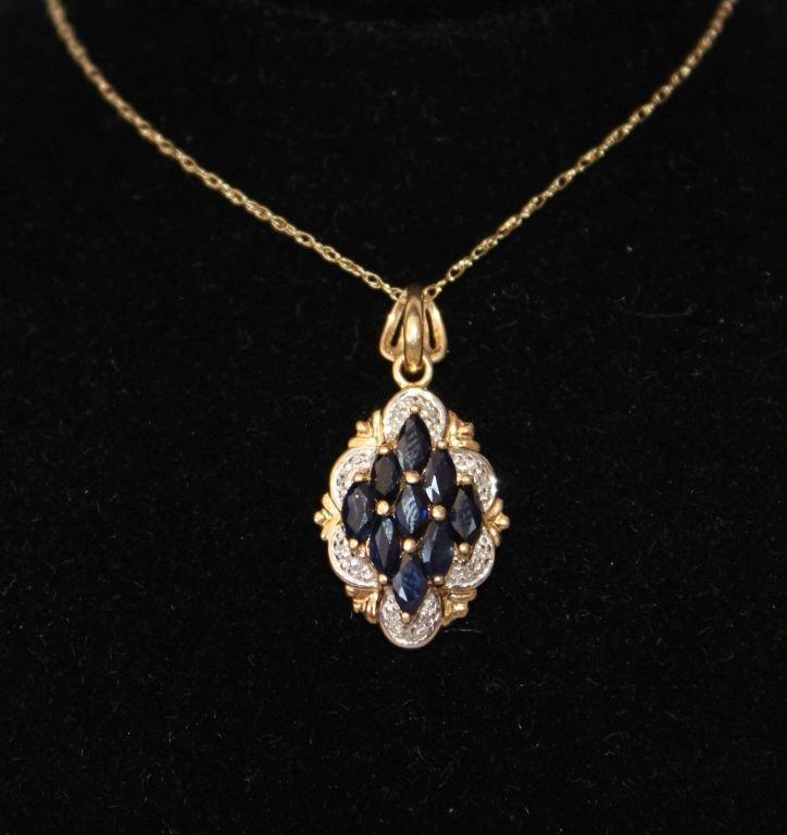 1.34 Genuine Sapphire Diamond Necklace