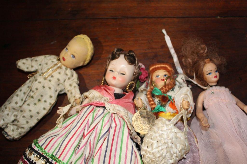 Four Small Dolls, Assorted Materials