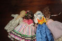 Four Small Dolls, Assorted Materials