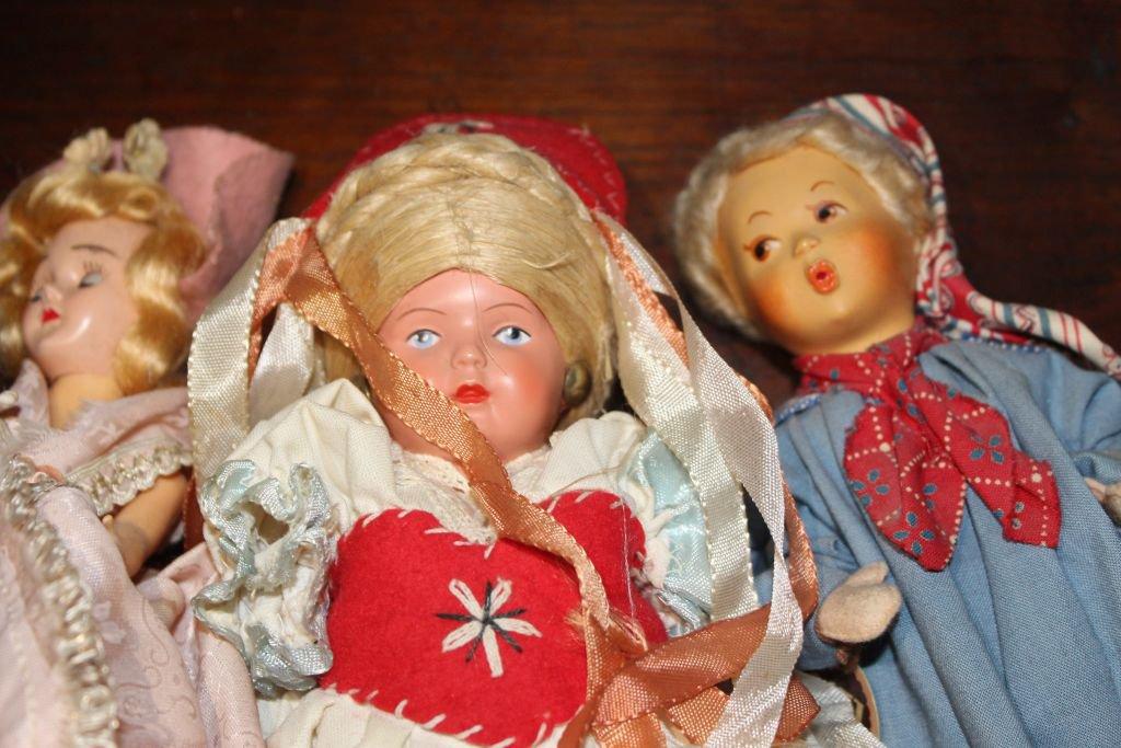 5 Small Dolls, Assorted Materials