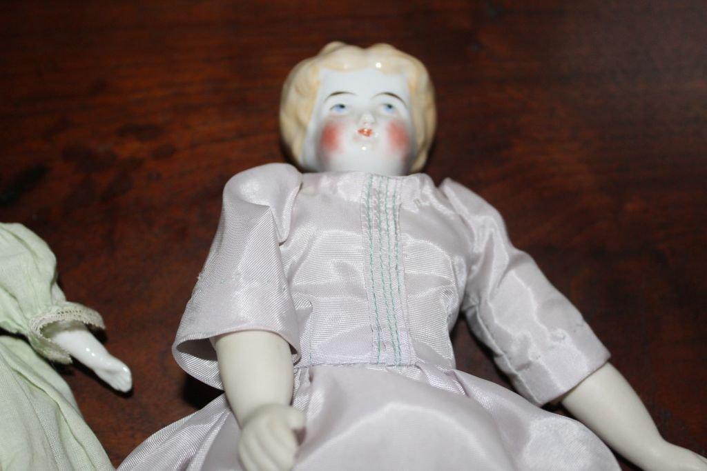 2 Small Antique China Head Dolls, One w/ Blond Hair