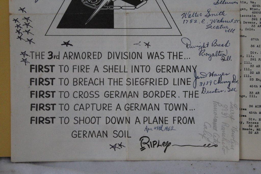 1961 Reunion Booklet of 3rd Armored Division from WWII