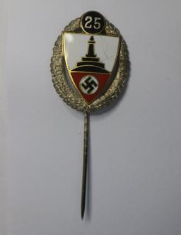 German WWII 25 Year Veteran Stick Pin