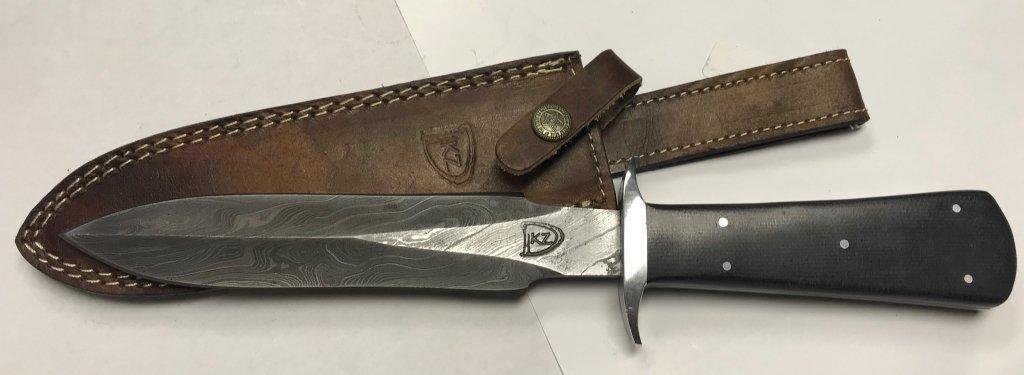 Kevin Johnson Mint Damascus Steel Toothpick Style Double Edged Dagger