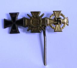 German WWI & WWII 3 Award Stick Pin