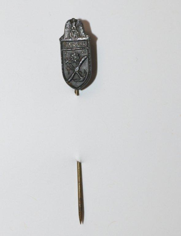 German WWII Kriegsmarine Narvik Campaign Shield Stick Pin