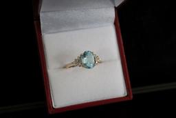 14kt Blue Topaz Diamond Ring