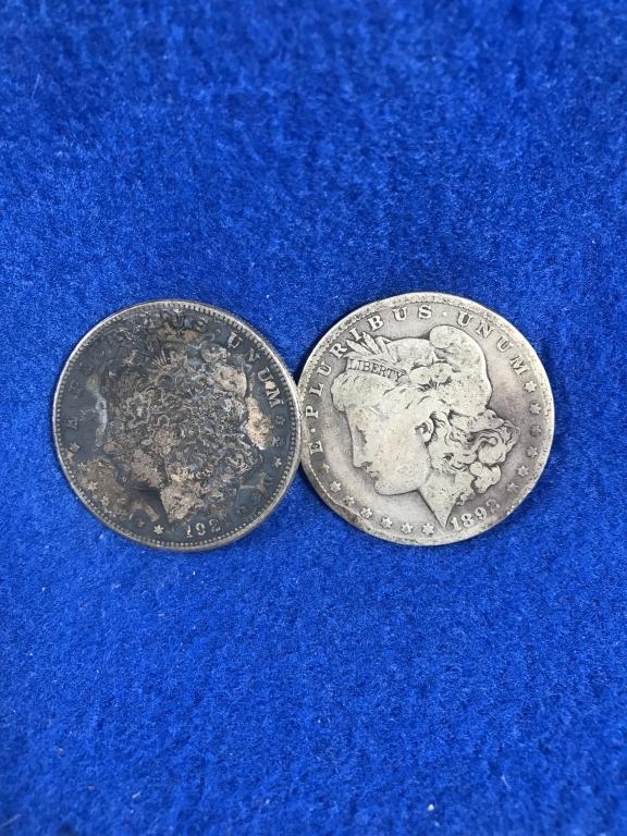 (2) Morgan Silver Dollars