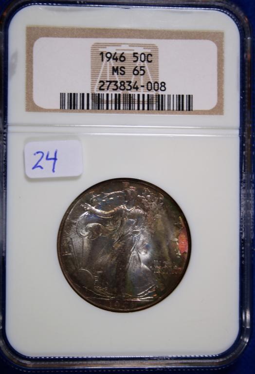 1946 MS65, NGC, Walking Liberty Half Dollar