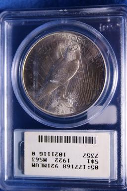 1922 MS63, PCGS Silver Peace Dollar