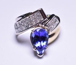 3.84 ct. Genuine Tanzanite & Diamond Estate Ring