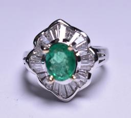 3.75 ct. Genuine Emerald & Diamond Estate Ring
