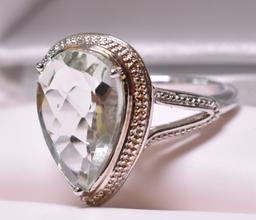 Pear Cut Green Amethyst Evening Ring