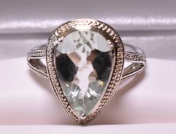 Pear Cut Green Amethyst Evening Ring