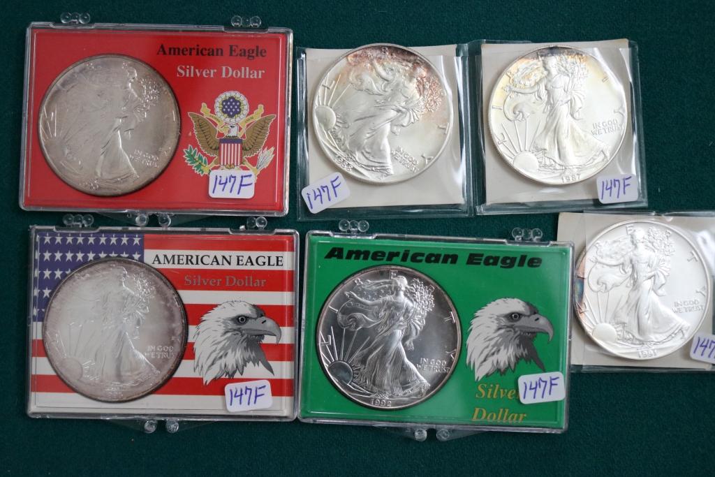 6- Silver American Eagles