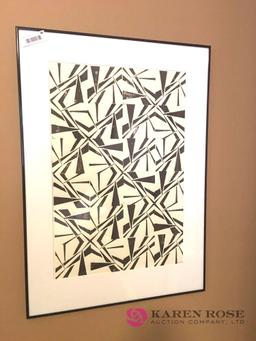 Abstract black and white triangle painting