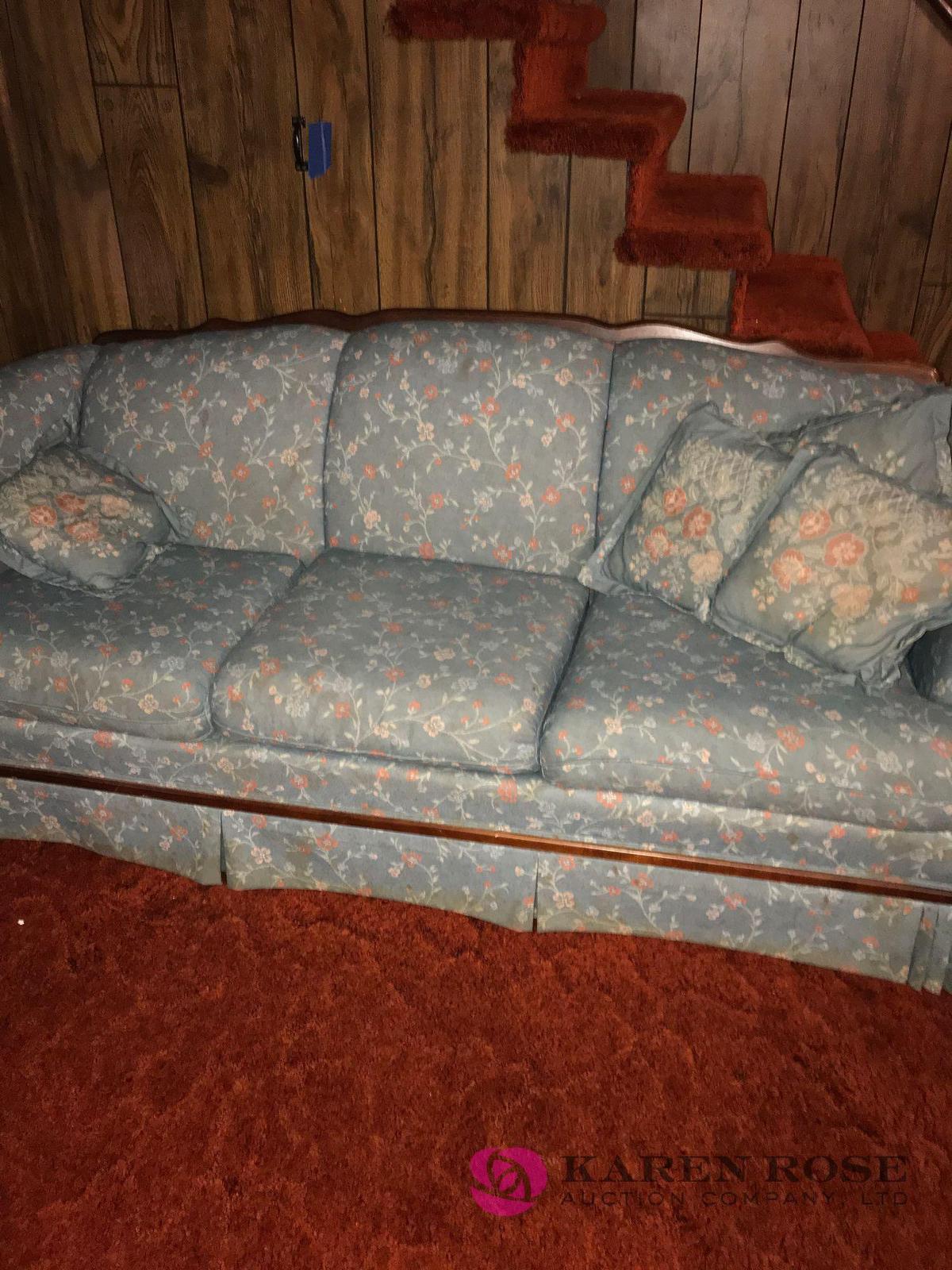 Blue flowered sofa