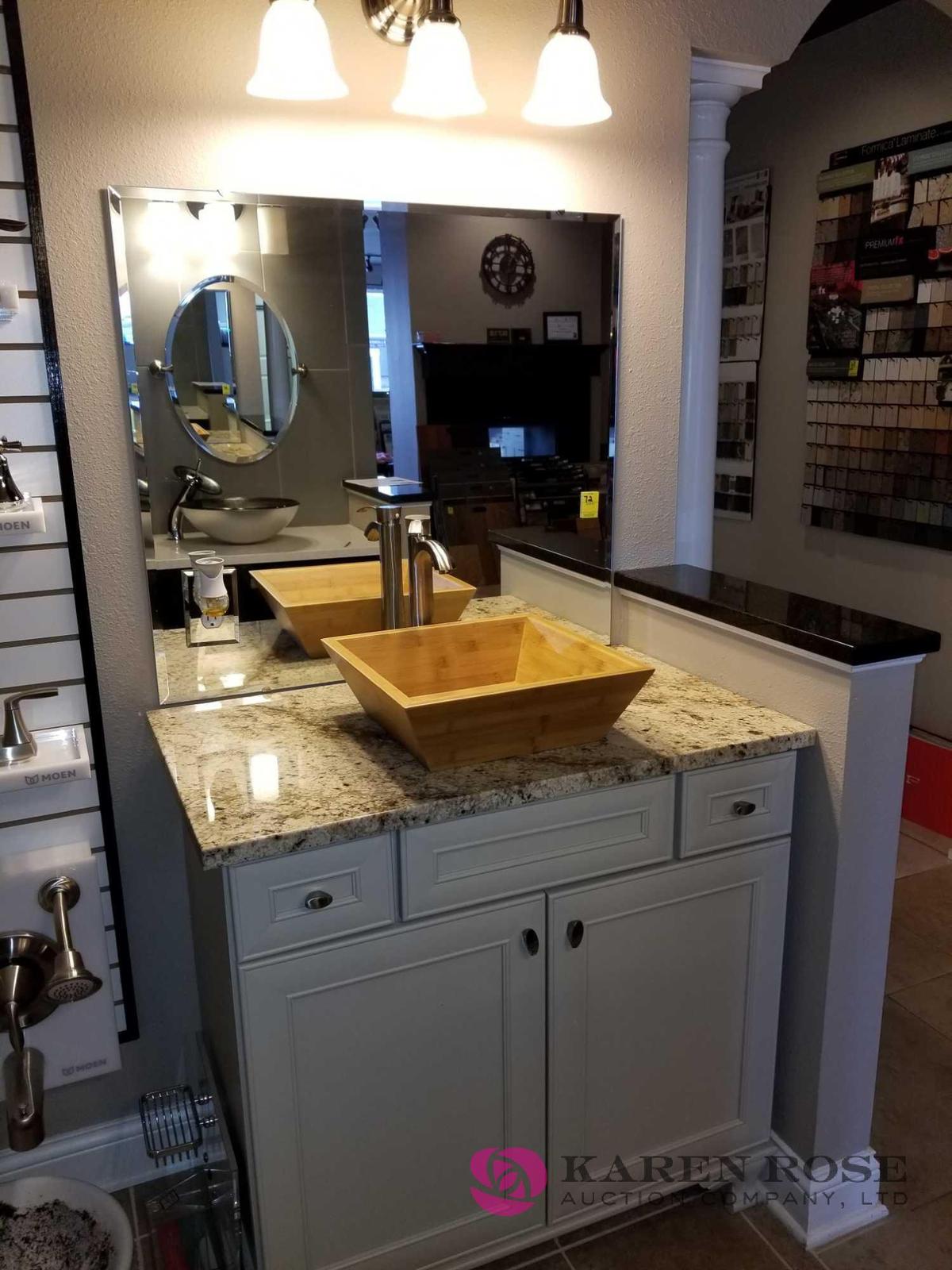 Bathroom Vanity, Vesse Sink, Mirror, Light Bar