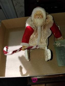 Vintage wind up Santa and Reindeer and Santa in Sleigh