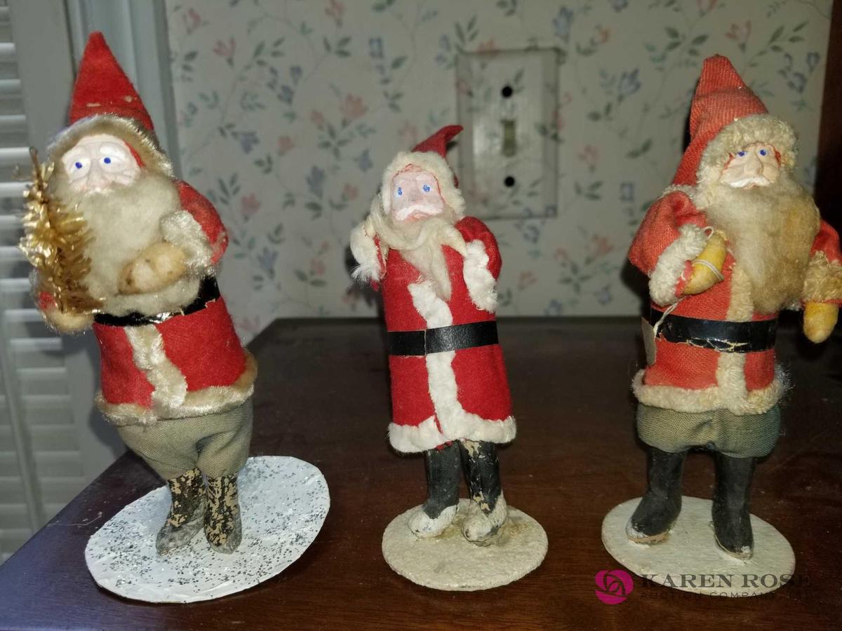 Lot of three vintage Santas